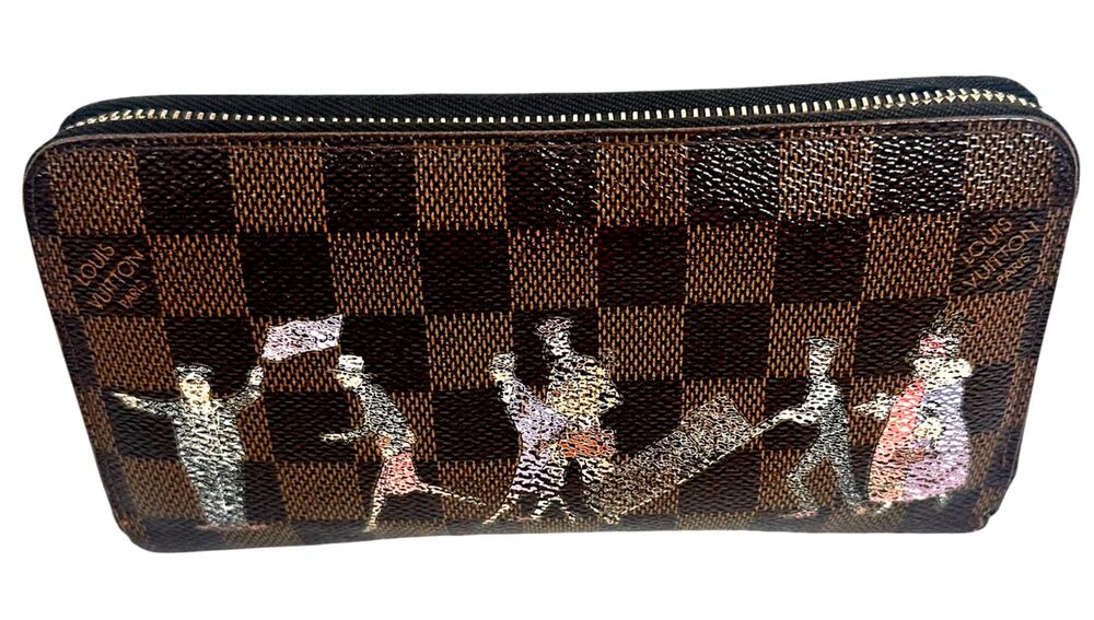Authentic Louis Vuitton Damier Ebene Sarah Wallet ~ Lilac Leather Interior ~